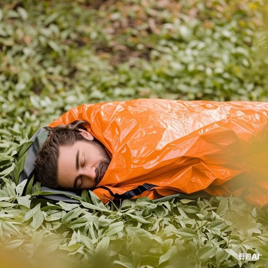 Survival Slaapzak - Nooddeken Thermische Zak - Buiten Overleven - Waterdicht Winddicht - 210 x 90 cm - Oranje — afbeelding 5