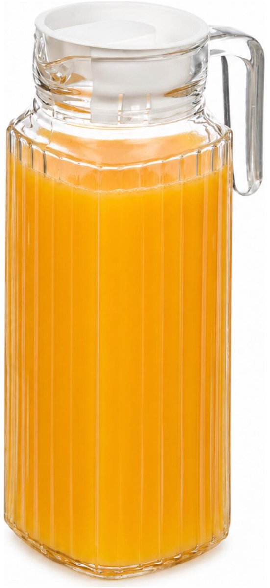Vivalto Water / sapkan - met kunststof deksel - 1000 ml - boroscilaat glas - schenkkan