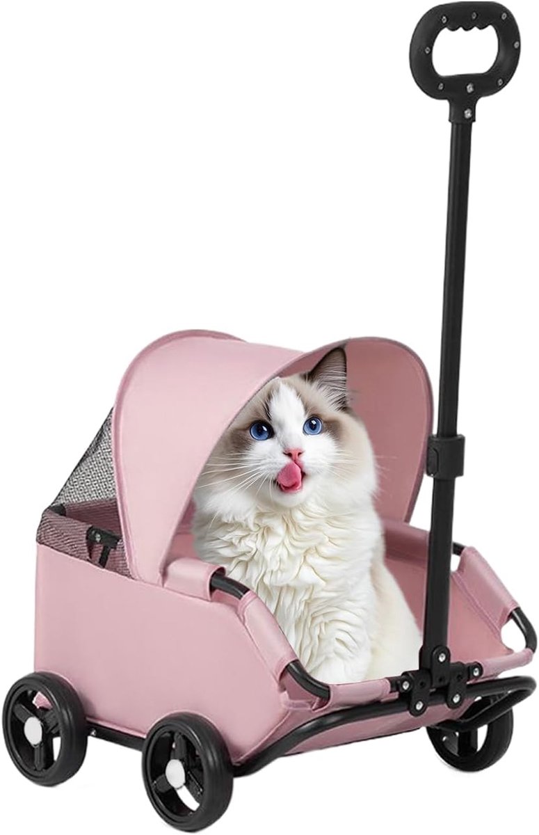 Huisdieren Wandelwagen - Hondenbuggy Kattenkar - Dieren Vervoeren - Verbeterde Ventilatie - 54 x 36 x 26 cm - roze