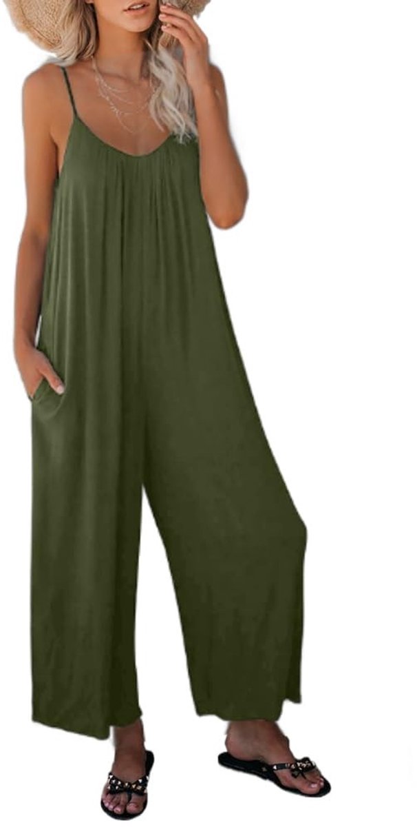 Dailygoods- Jumpsuit Dames - Elegante Mouwloze Overall - Losse Pasvorm - Wijde Pijpen - Katoen/Polyester - Verstelbare Schouderbanden