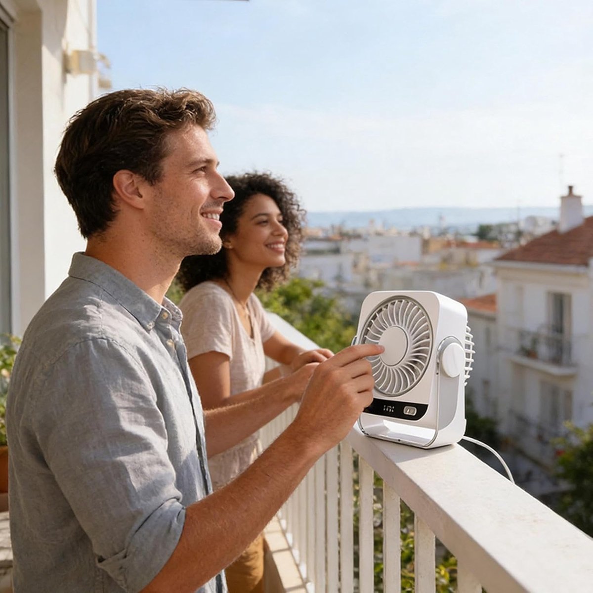 VHV - Ventilator - Tafelventilator - Tafelventilator met 199 Snelheden - 3600mAh Draagbare Fan met Ophangbeugel - Stille 2-in-1 Bureauventilator voor Muur en Tafel - Krachtige Luchtstroom - Wit thumbnail 4