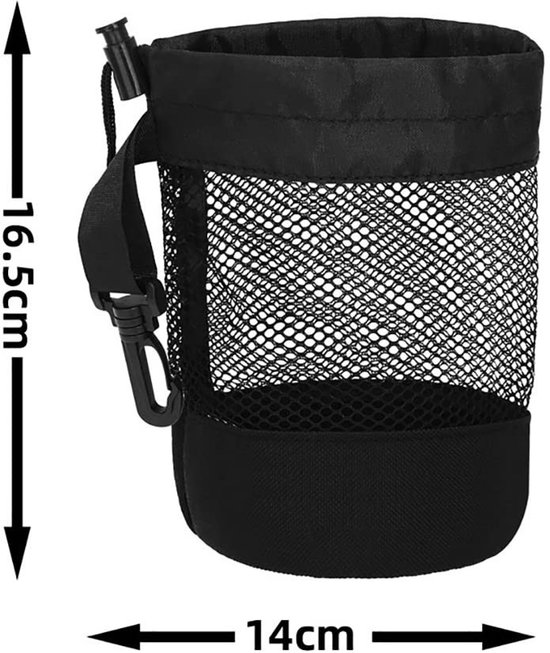 Net golftas nylon mesh - golfbaltas met trekkoord en opberghouder voor golfballen van Merkloos — afbeelding 5