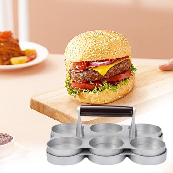 Vlees Patty Maker - Hamburger Pers - Perfecte Burgers Maken - 6 Kleine Roosters - 22.3x14.8x8.5cm — afbeelding 2