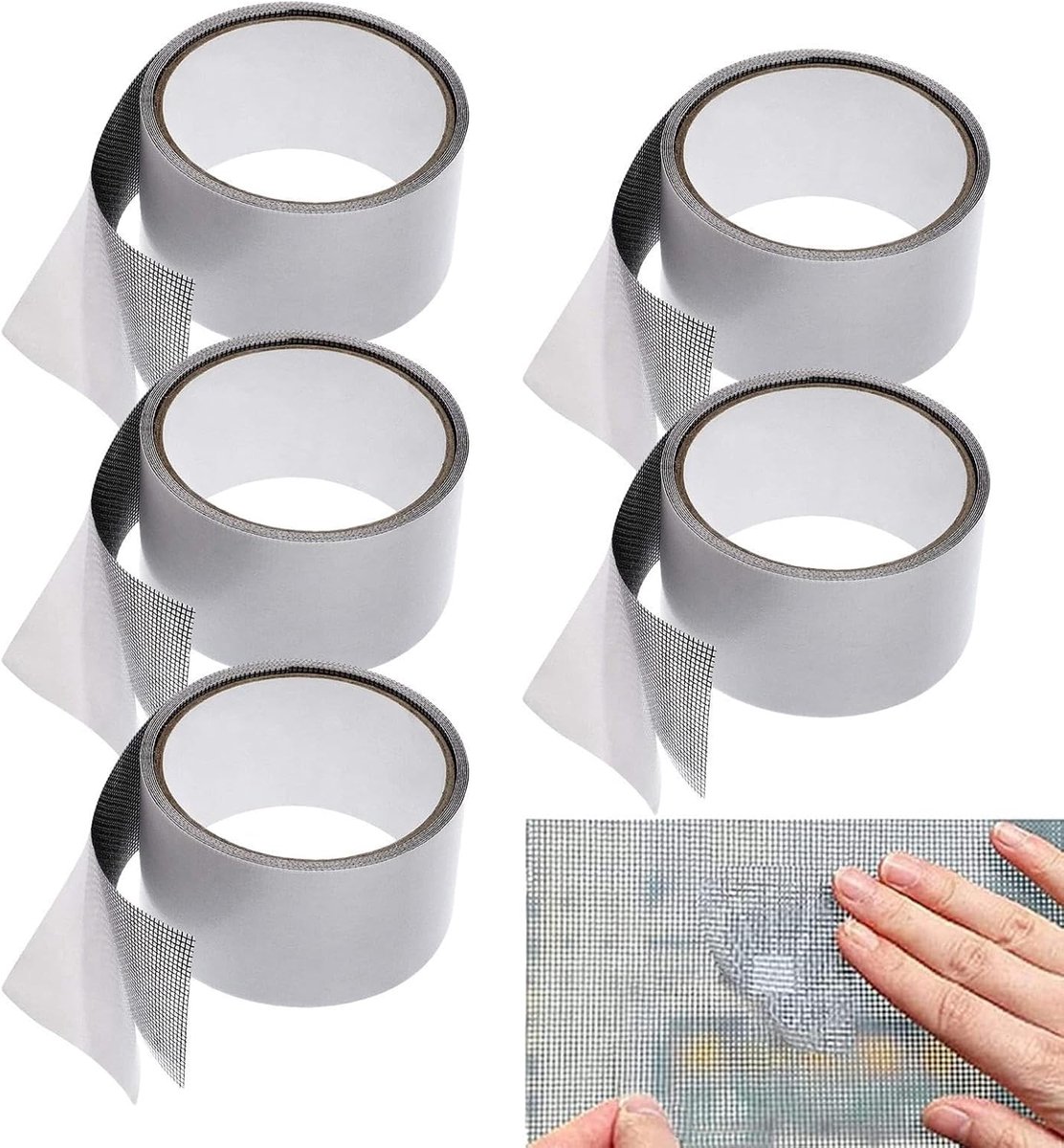 Reparatietape voor horren - Hordeur patches - Scherm repareren - Onmiddellijke hechting - 5 x 9 cm - Donkergrijs