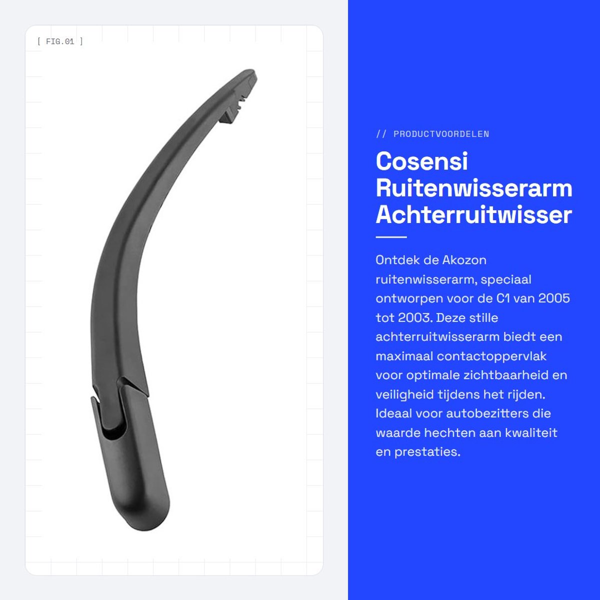 Dailygoods- Ruitenwisserarm Stille Achterruitwisserarm - Maximaal Contactoppervlak - Compatibel met C1 2005-2003 - Ruitenreiniger - Ramen Wassen - Ruitenwisser