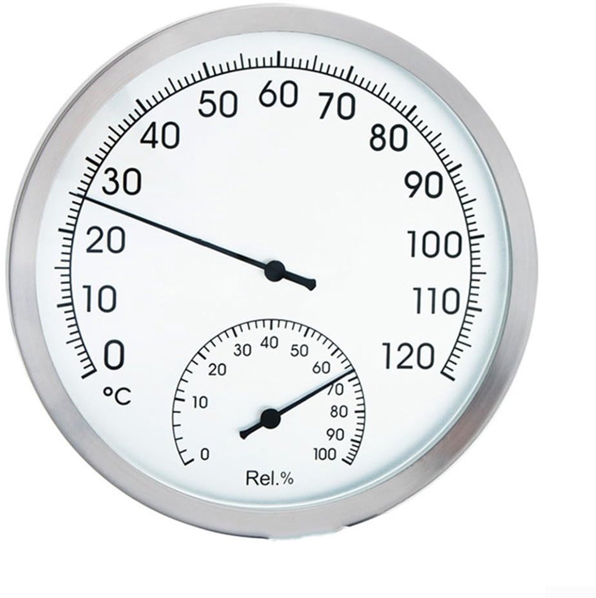 Thermohygrometer Binnen Buiten - Temperatuur Vochtigheid - Omgevingsmeting - Dubbele Functie - 12.7 cm - Zilverkleurig