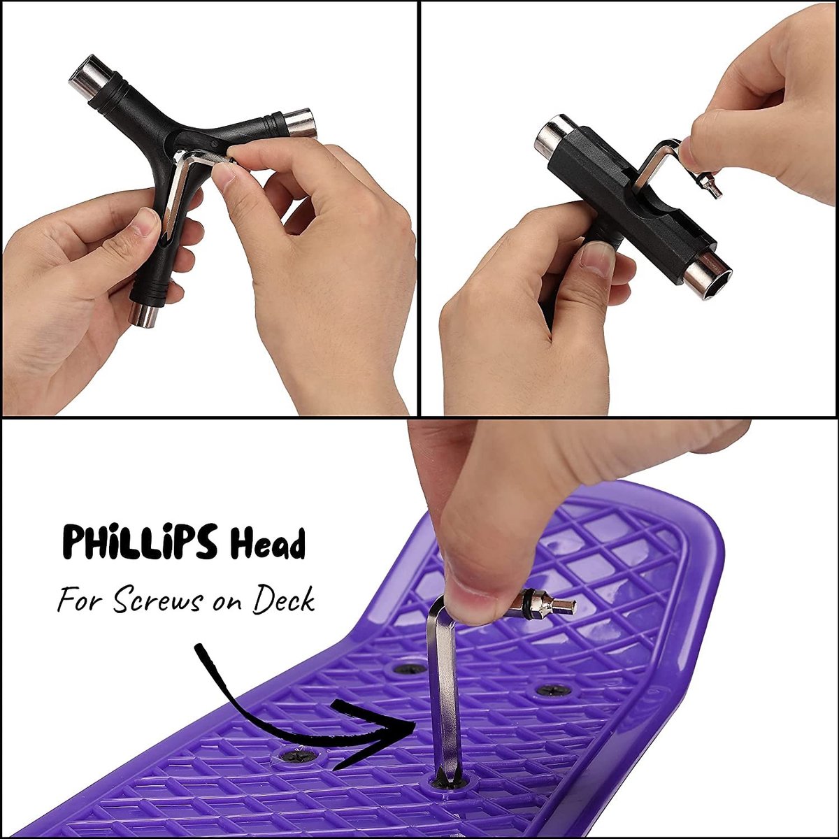 Dailygoods- Skateboard-gereedschap Y-Tool - Montage/demontage - Reparatie - Multifunctioneel - Zwart - Duurzaam materiaal - Skateboardtool