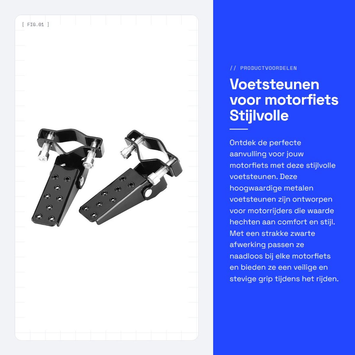 Dailygoods- Voetsteunen Stijlvol Metaal - Voetsteunen Motorfiets - Pedaal Motorfiets - Reserveaccessoires - Zwart - 1 Paar - Motorsteunen