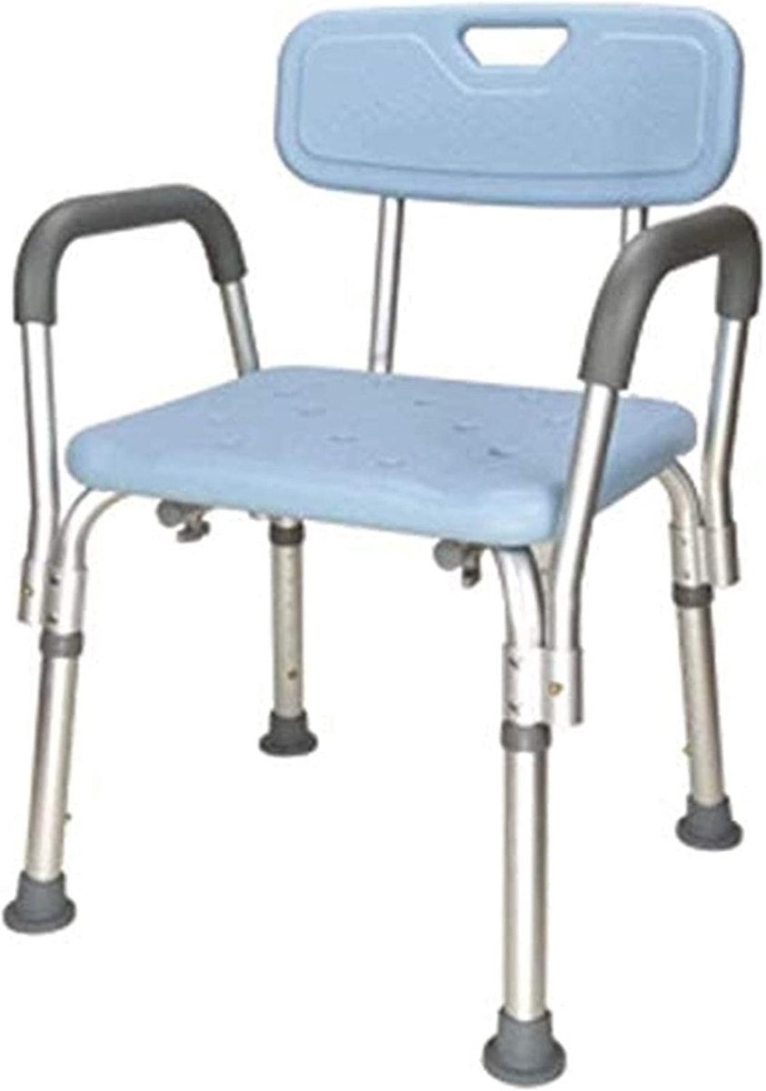 Douchestoel - Douchekruk Badstoel - Veilig Douchen - Met Armleuning Rugleuning - Verstelbaar - Blauw