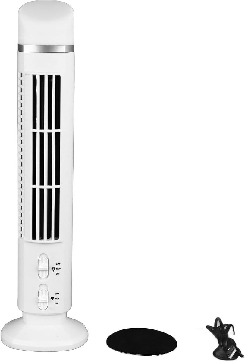 Bladloze Torenventilator - Stille Ventilator - Verkoeling Zomer - Veilig Bladloos Ontwerp - 33 cm Hoog - Wit