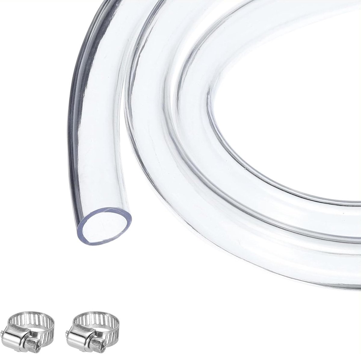 SnelShoppen - Flexibele PVC Slang 19mm x 24mm - Plastic Water Slang voor Tuin, Aquariums, Pompen - Inclusief 2 Klemmen - 3/4 Inch ID, 1 Inch OD
