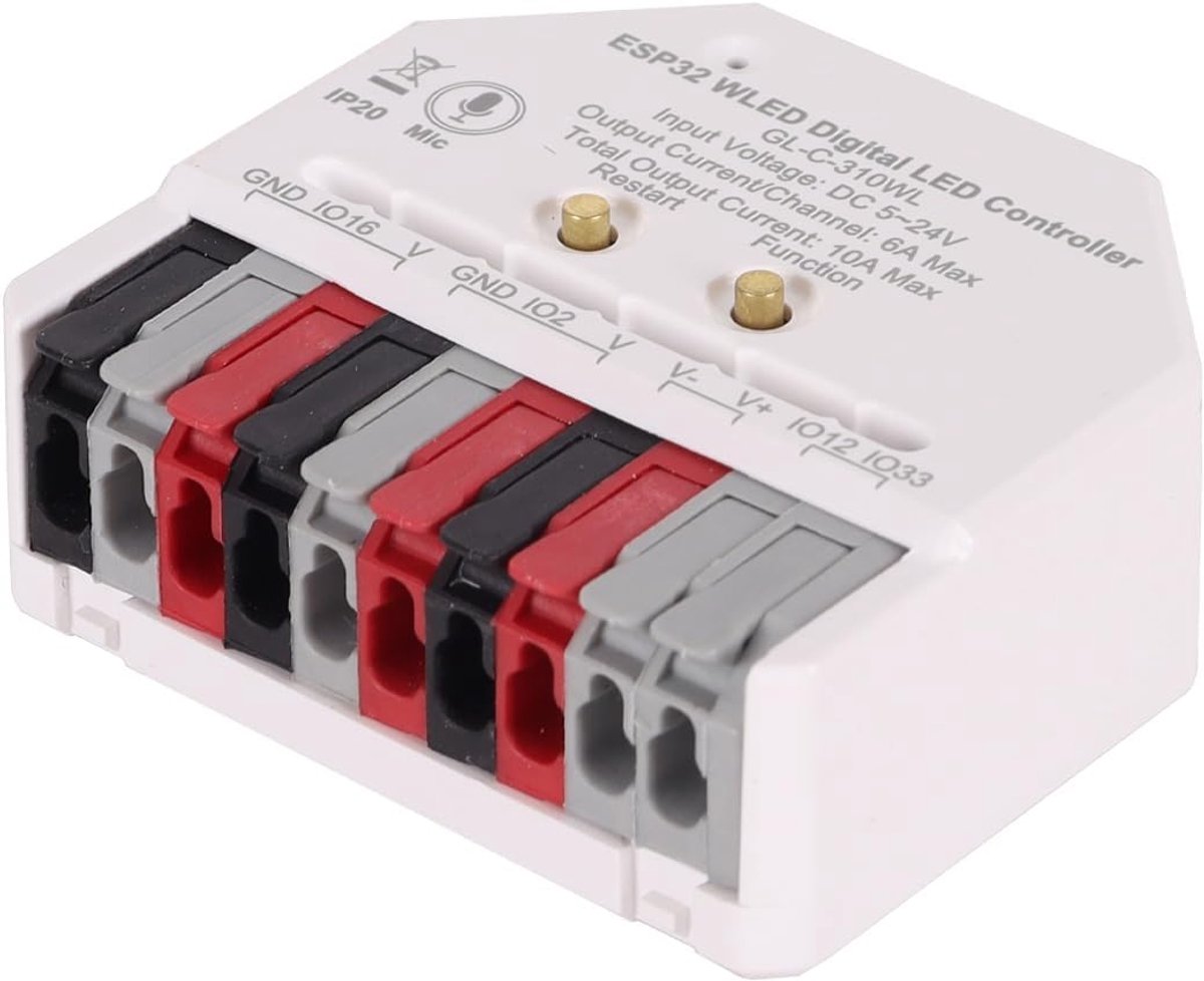 WLED Controller ESP32 Mini - DC 5 tot 24V - App bediening - Muziekreactieve verlichting - SnelShoppen