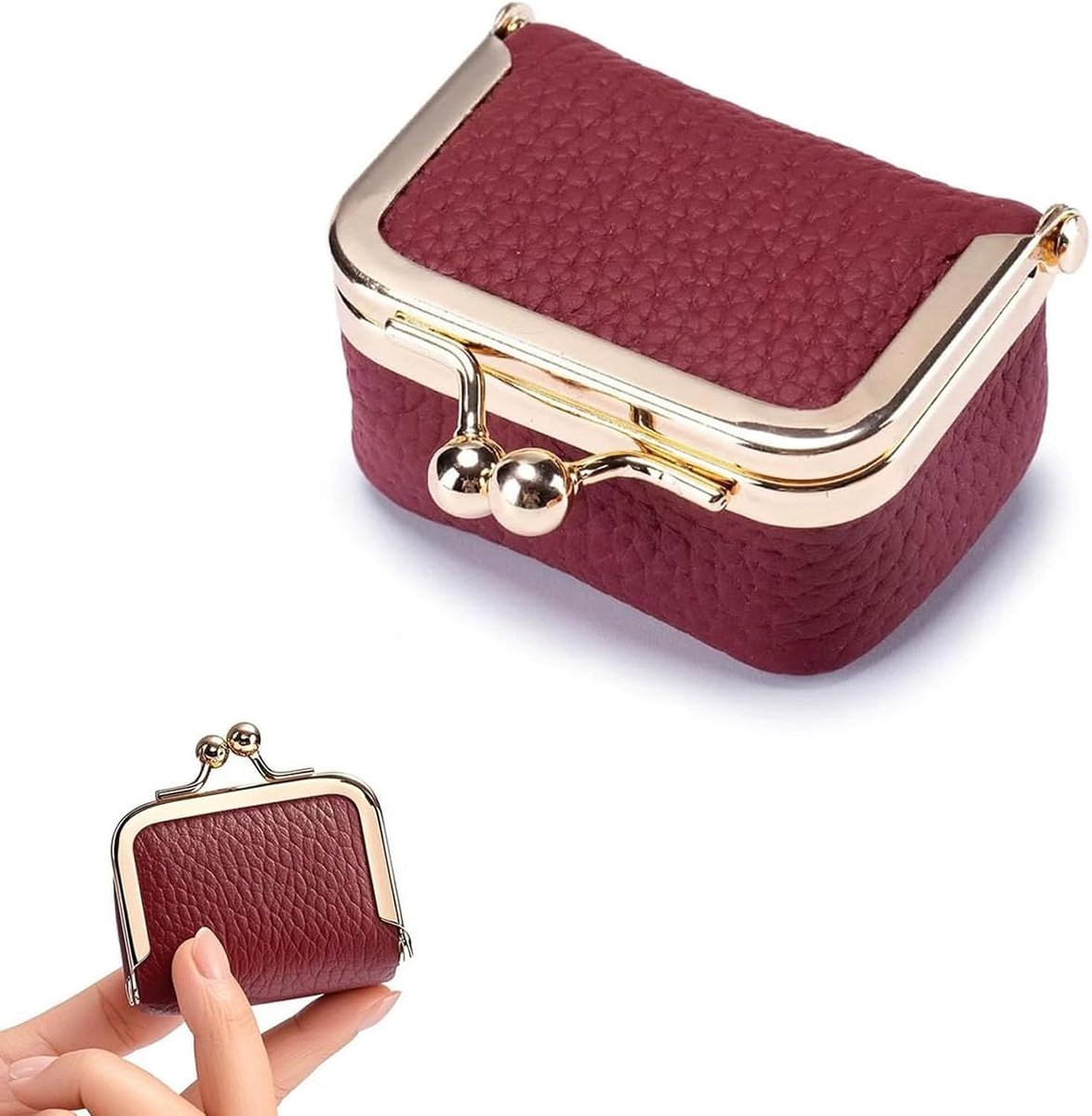 SnelShoppen - Mini Sieradenbox van Echt Leder - Draagbare Muntportemonnee - Sieradenkoffer met Kussen - Reistas voor Vrouwen - Ringen, Oorbellen, Kett
