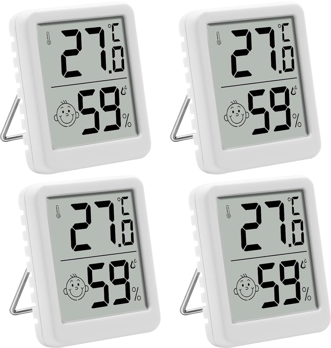 SnelShoppen - Thermometer Hygrometer Binnen Mini LCD Digitale Kamerthermometer Vochtigheidsmeter met Smiley Display voor Babykamer, Woonkamer, Kantoor