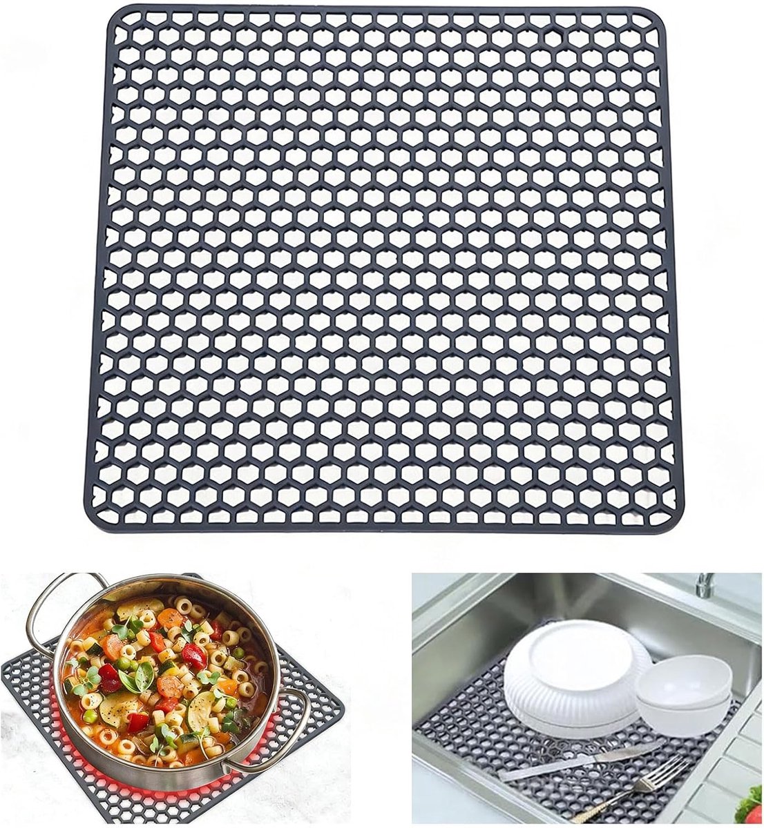SnelShoppen - Silicone Afvoermat voor de Wasbak - Warmtebestendige Drainer Mat voor Servies - Flexibele Afvoermat en Wasbak Inzet - Antislip en Makkel