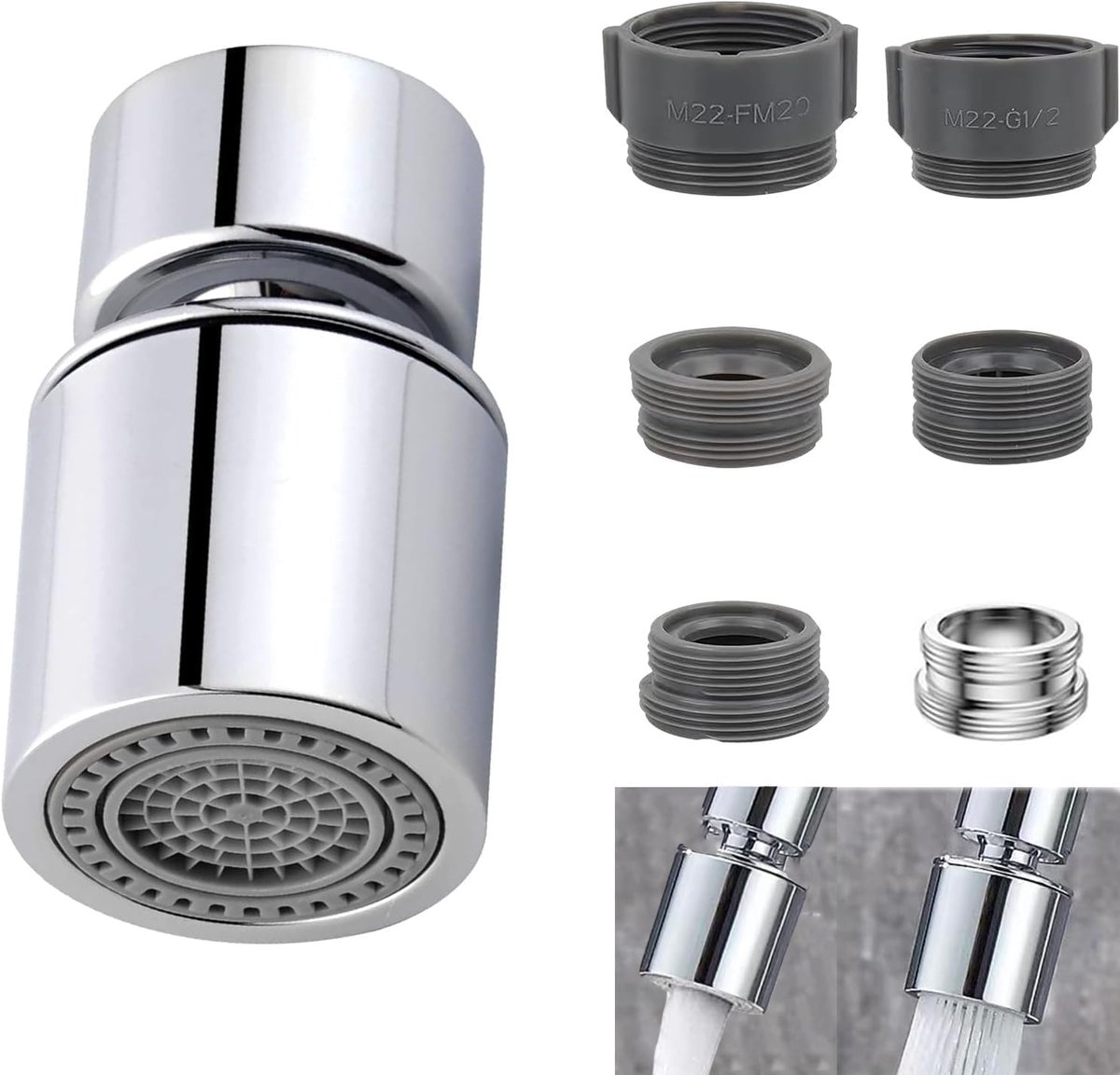 Kraanmousseur 360° Draaiend - 22mm - Waterbesparend - Ideaal voor Keuken en Badkamer - SnelShoppen
