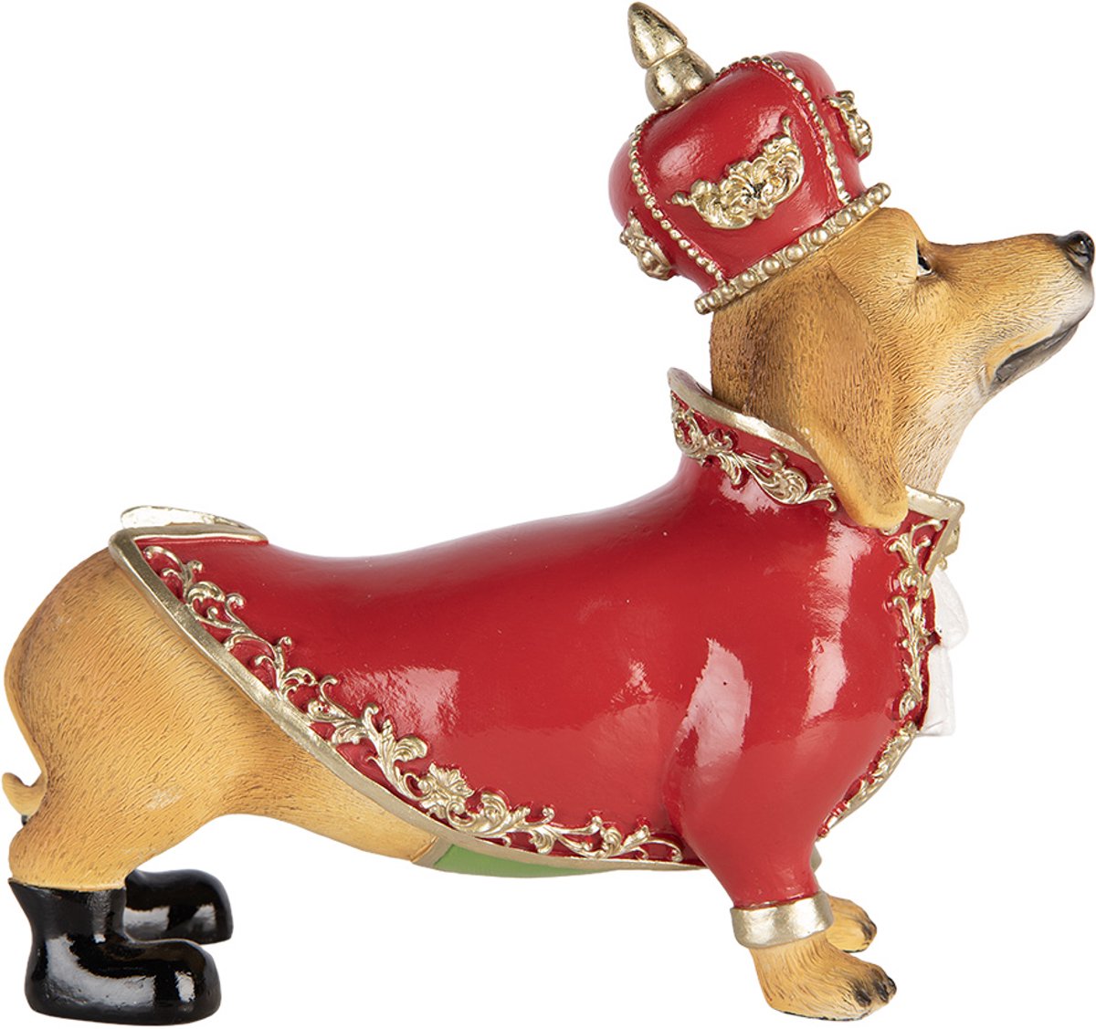 Clayre & Eef Kerstdecoratie Beeld Hond 22x10x19 cm Bruin Kunststof