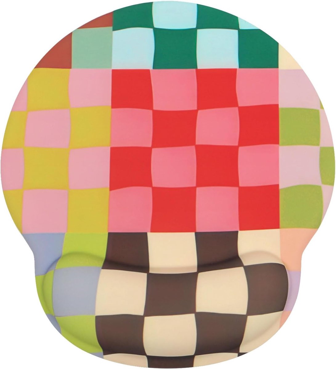 SnelShoppen - Schattige Geruite Ergonomische Muismat met Polssteun, Comfortabele Antislip Muismat met Geheugenschuim Ondersteuning & Glad Oppervlak vo