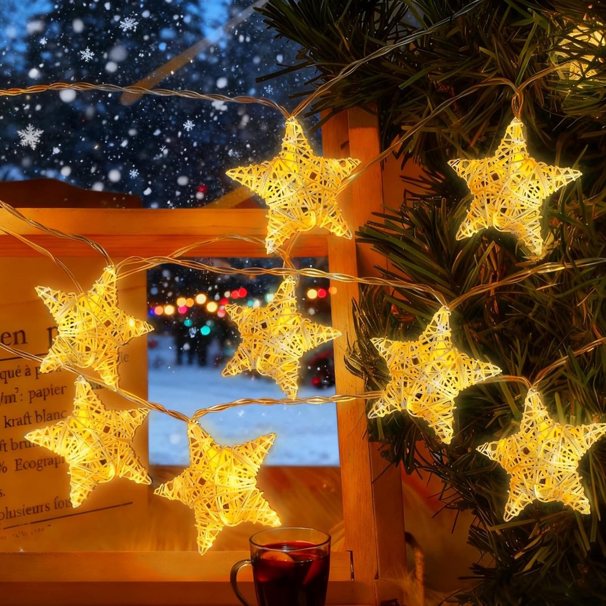 Led Star Christmas Lights,Star Shaped String Lights,Illuminated Christmas Window Decorations,Star Shaped String - ShopVlot