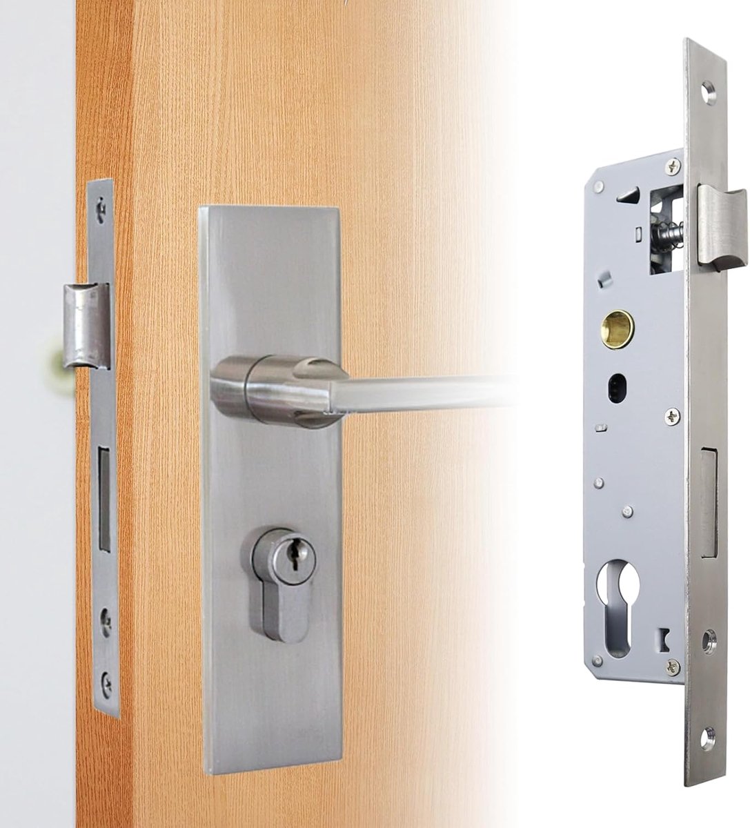 OMJMYY Mortise Lock for Garden Gate, Removal, 85 mm, Mandrel Size 35 mm, Tube Frame Lock, Stainless Steel, Lock Insert - ShopVlot