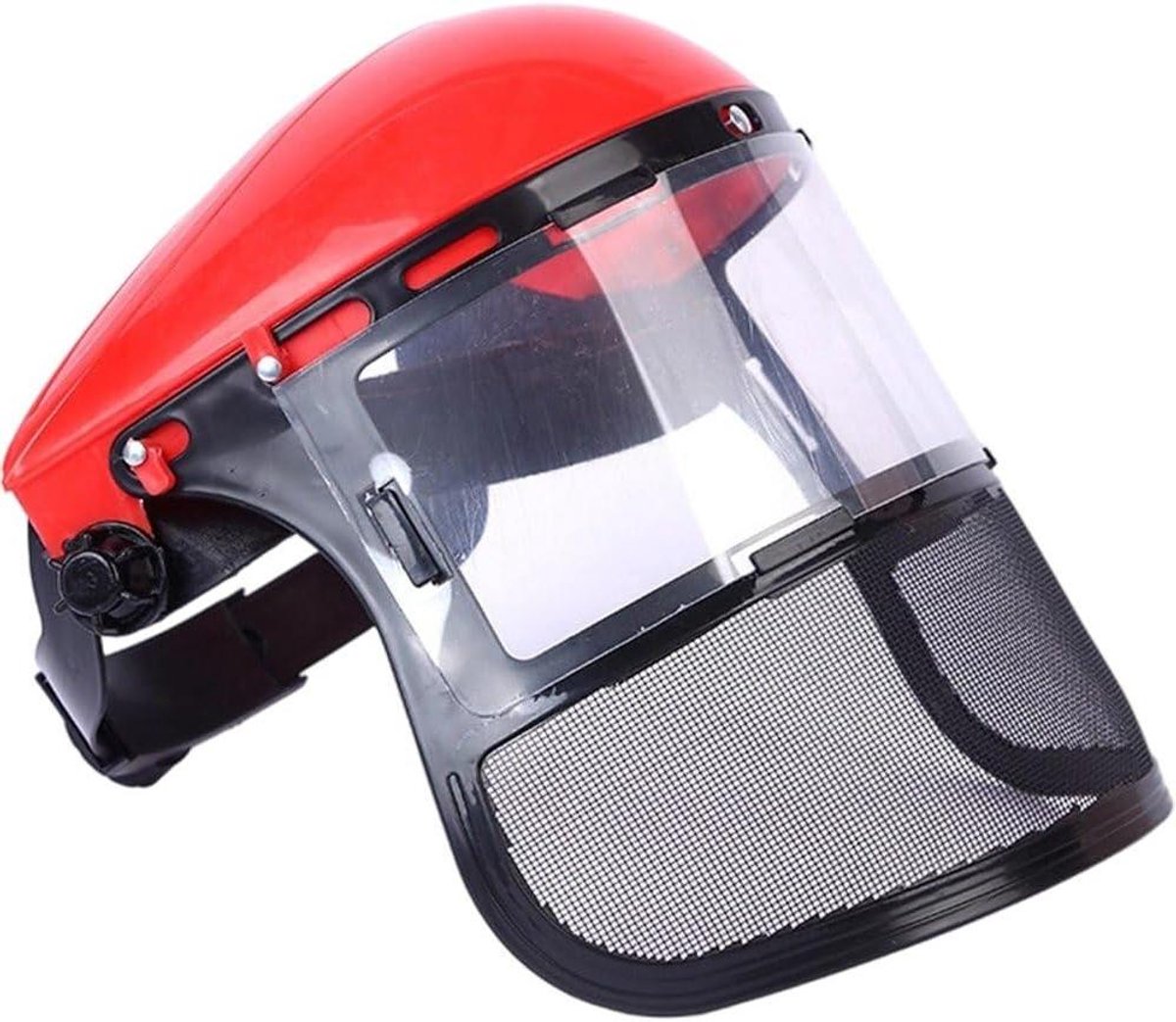 Gezichtsbescherming Helm - Veiligheidsmasker Tuinieren - Bosmaaien Tuinieren - Mesh Vizier - 33.5x20cm - Rood