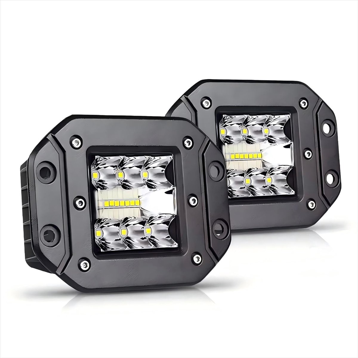 werklamp 12v 24v, 2 x 5 inch Led koplamp Flush Mount Spot Pods kubus extra koplamp offroad verlichting voor tractor auto SUV graafmachine