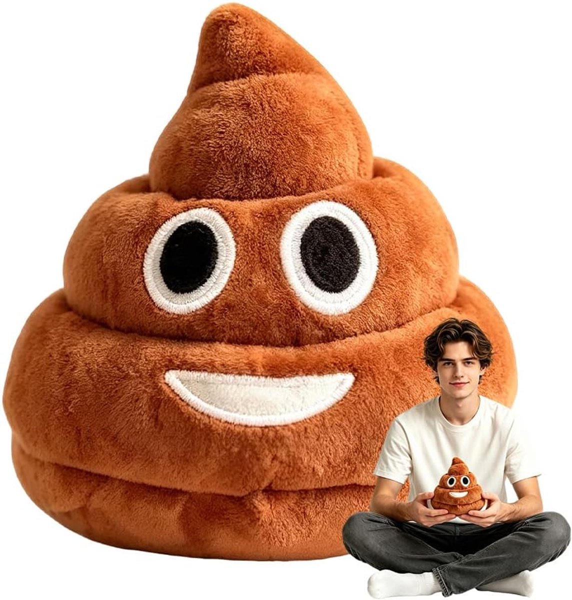 Poop pluche kussen, 12 cm, grappig poepkussen met 7 verschillende vachtgeluiden, poop pluche kussen voor huisdieren, kinderen en volwassenen, cadeaus voor kinderen en vrienden