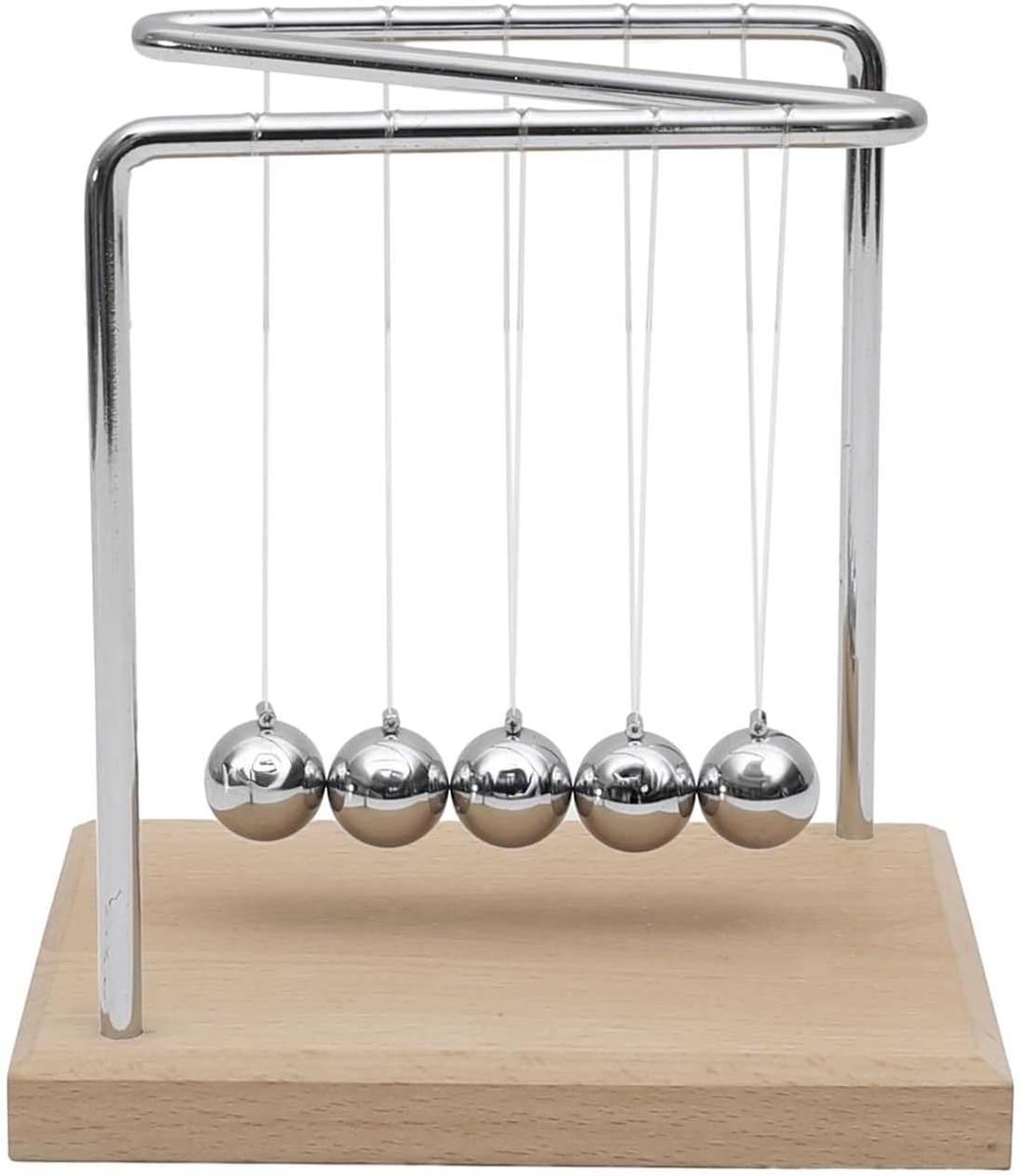 DECO FACTORY, HD0378, Newton's Pendulum H15 cm - Educational decorative object, minimalist design, hypnotizing movements, original gift for science enthusiasts - Brown, Gray