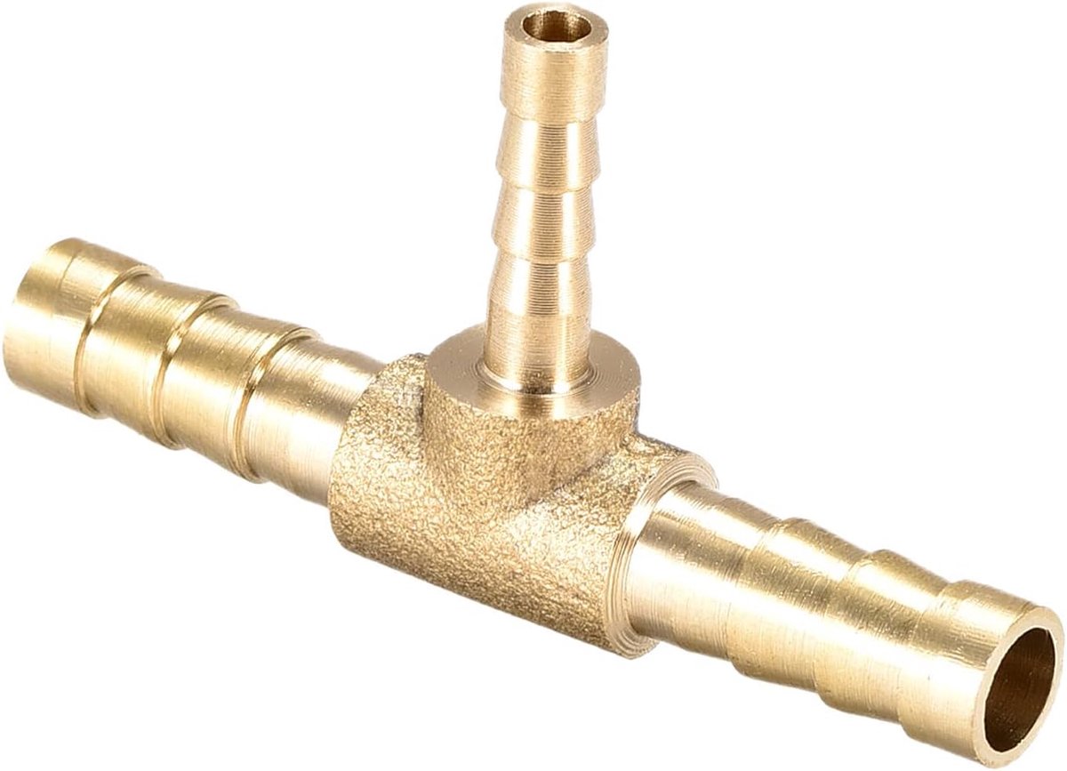 6 x 4 x 6 mm T-vormig messing slangschroefverbindingen verloopstuk x 1 stuk 3-weg connector voor slangaansluiting goudkleur