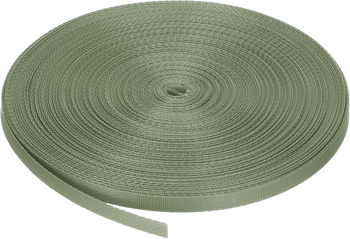 Platte nylon riem, 1 cm x 45,7 m, bonengroen, voor reparaties, outdoor-uitrusting, rugzakken, bagagedrager, handwerk