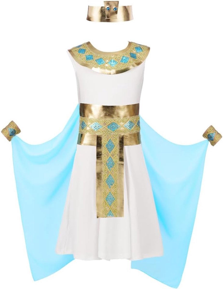 Cleopatra Kostuum voor Kinderen Meisjes, Egyptische Prinses Jurk met Decoratieve Riem, Ideaal voor Verjaardag, Carnaval en Rollenspelen (3-12 jaar)