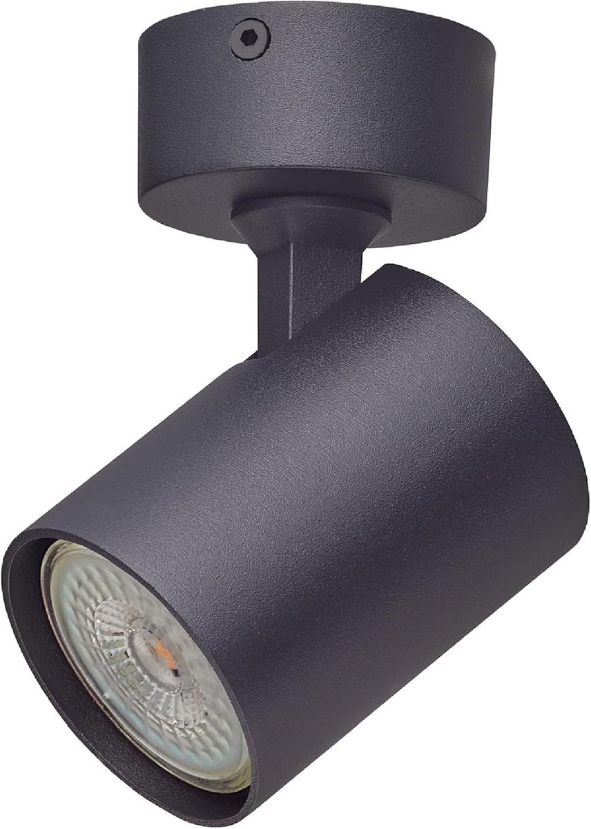 Bora plafondspot, 1 lichtpunt, GU10, LED-spotlamp, 230 V, spotbalk, draaibaar, spot, plafondlamp, zwart