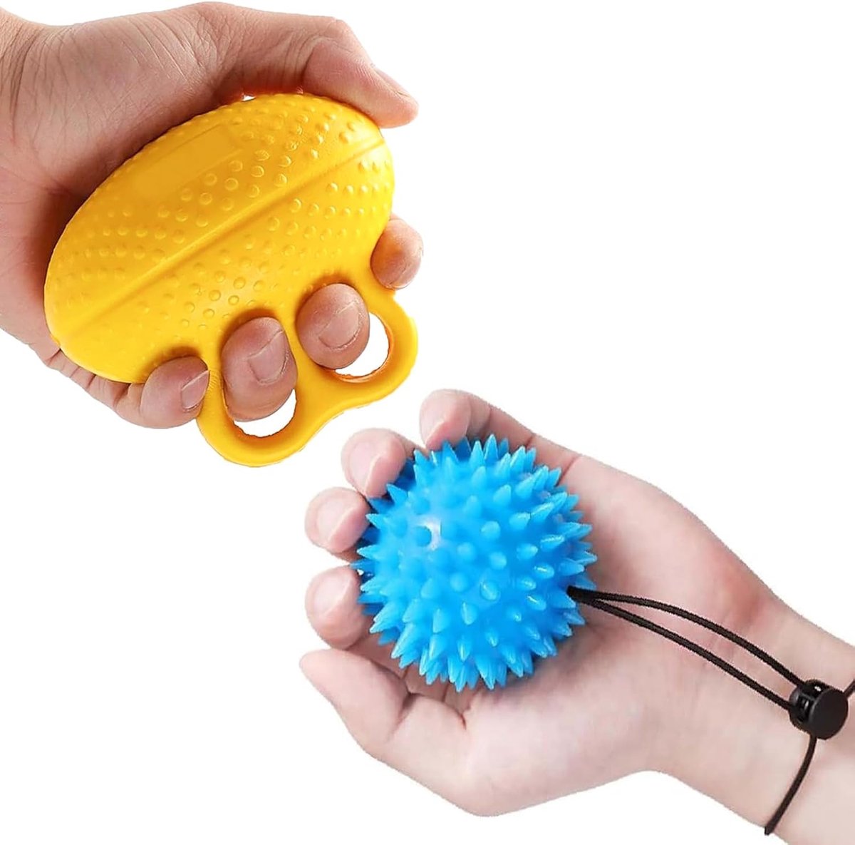 2 stuks handtrainerbal, kneedbal voor handtherapie, versterking van de hand, vingertraining, verlicht stress, angstverlichting, vingertrainer, antistressbal, massagebal, versterking met de hand