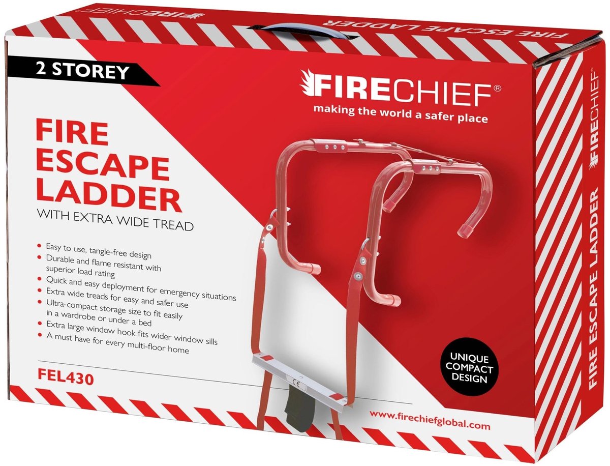 SnelShoppen - Firechief Fire Escape Ladder voor Thuisgebruik | Compacte Lichtgewicht Ontsnapladder voor Noodsituaties | 2 Verdiepingen Opvouwbare Ladd