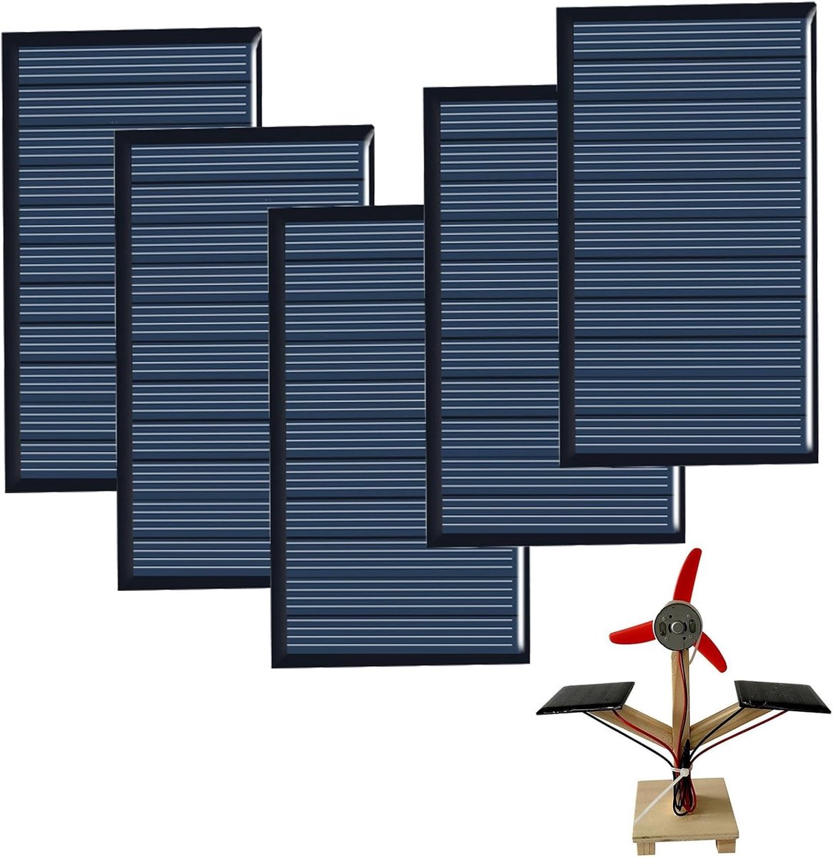 zonnepaneel, micro-zonnepaneel, klein zonnepaneel, polykristallijn silicium zonnepaneel, geschikt voor solar sharing fietsen, solar rugzakken, gazonverlichting, lampen, 5 stuks, 80 x 45 mm, 5V