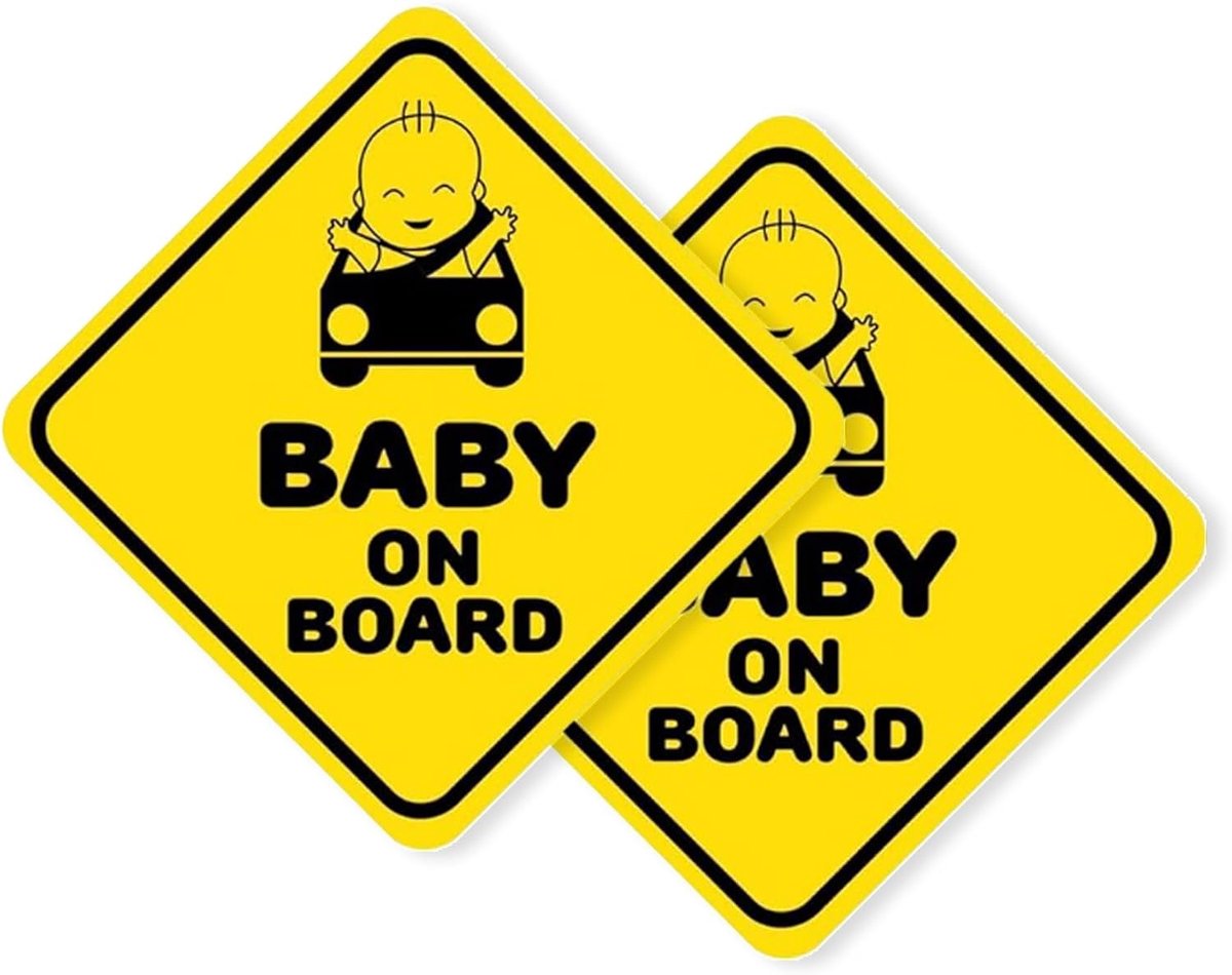 Stickers Baby aan Boord | Baby on Board 2 Units for Car Guaranteed Visibility 10x10 cm | Auto Sticker Baby Sign (Interne Verwendung)