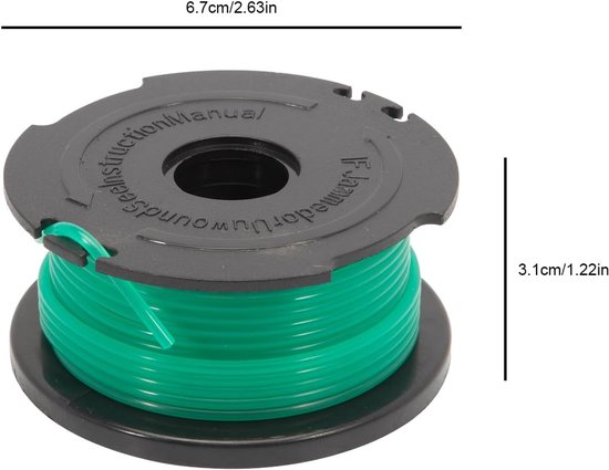 6 * draadspoel voor Black & Decker GL7033 GL8033 GL9035 lengte 6 m, van nylon, diameter 2 mm A6482 groen — afbeelding 2