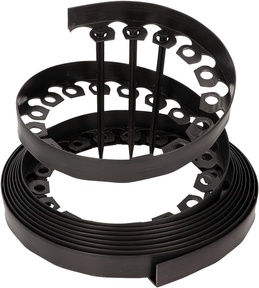 Flexible LineBORDER kunststof gazonrand, 20 grondankers, lengte 10m, hoogte 4cm, zwart