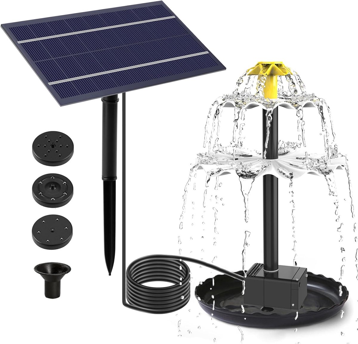 zonne-pomp voor tuinvijver, vogelbad, tuinfontein, waterpomp op zonne-energie met paneel voor waterval, doe-het-zelf, decoratie (2,5 W)