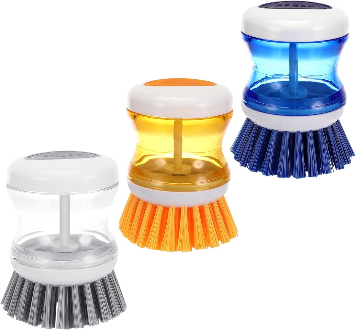 Afwasborstel met Afwasmiddeldispenser, 3 Stuks Vulbare Afwasborstel, Keukenborstel, Servies, Potten, Gootsteen, Reinigingsborstel