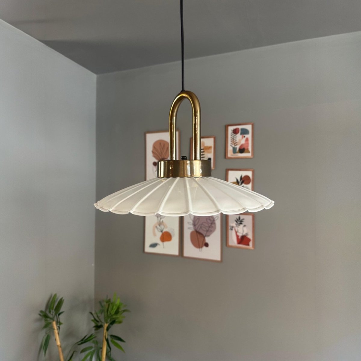 Bamyum Risso hanglamp, industriële Modern stijl, Ø34 cm, wit metalen lamp