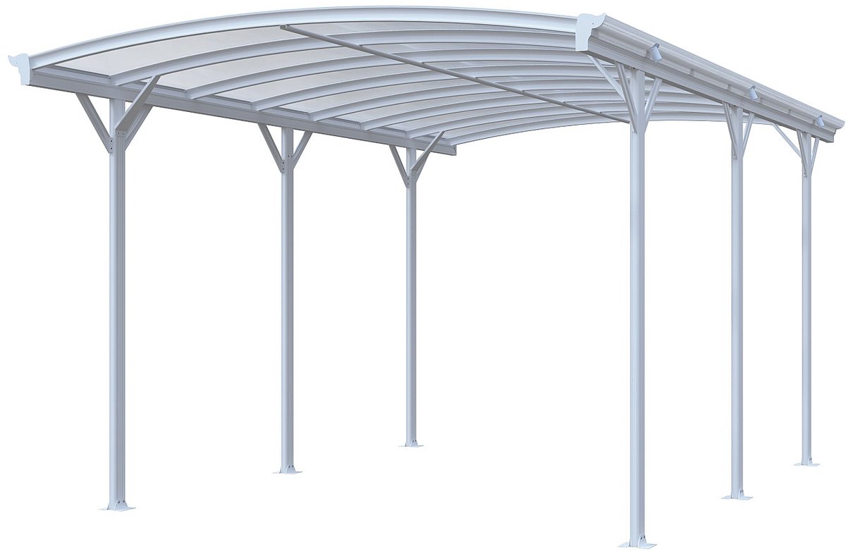 Vente-unique Vrijstaande carport pergola in aluminium - 1 auto - 15,15 m² - Wit BARESA