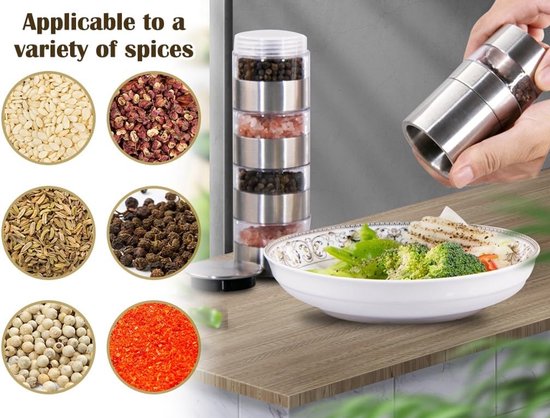 5-in-1 kruidenstrooier voor camping en outdoor, draagbare kruidenpotjes en molen, perfect voor reizen, picknicks en keukenaccessoires — afbeelding 2