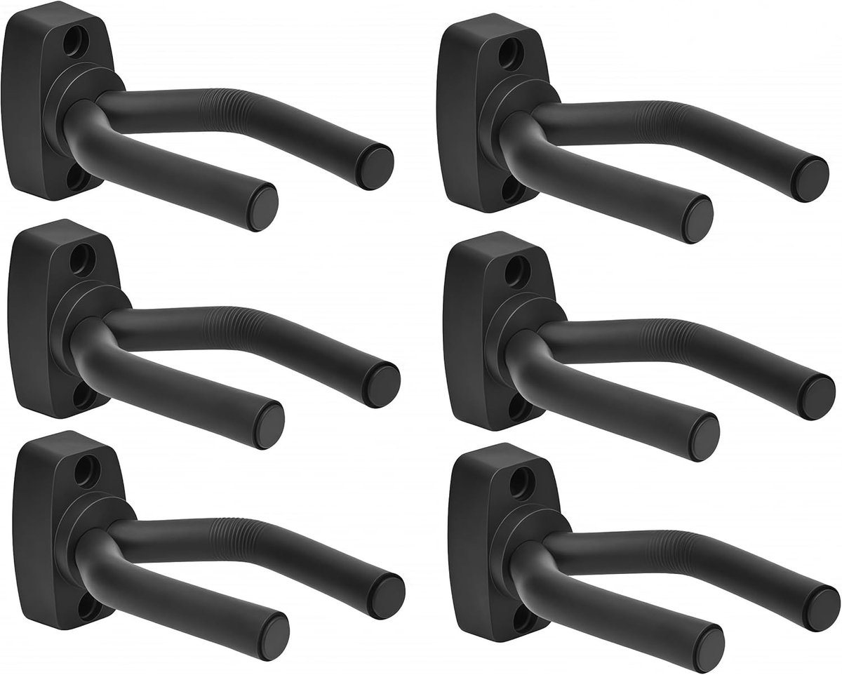 Guitar Wall Mount Hanger Set van 6 - Muurbeugel voor Gitaren, Bas, Mandoline en Ukulele - Eenvoudig te Installeren en Geschikt voor Diverse Instrumenten