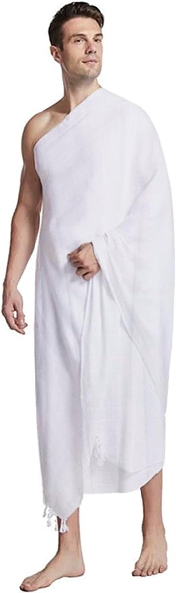 2-delige Ihram Pilgrim Kleding voor Moslim Arabische Mannen en Jongens, Islamitische Haj Kleding, Ramadan Gebed Outfit en Jubba Thobe voor Mecca