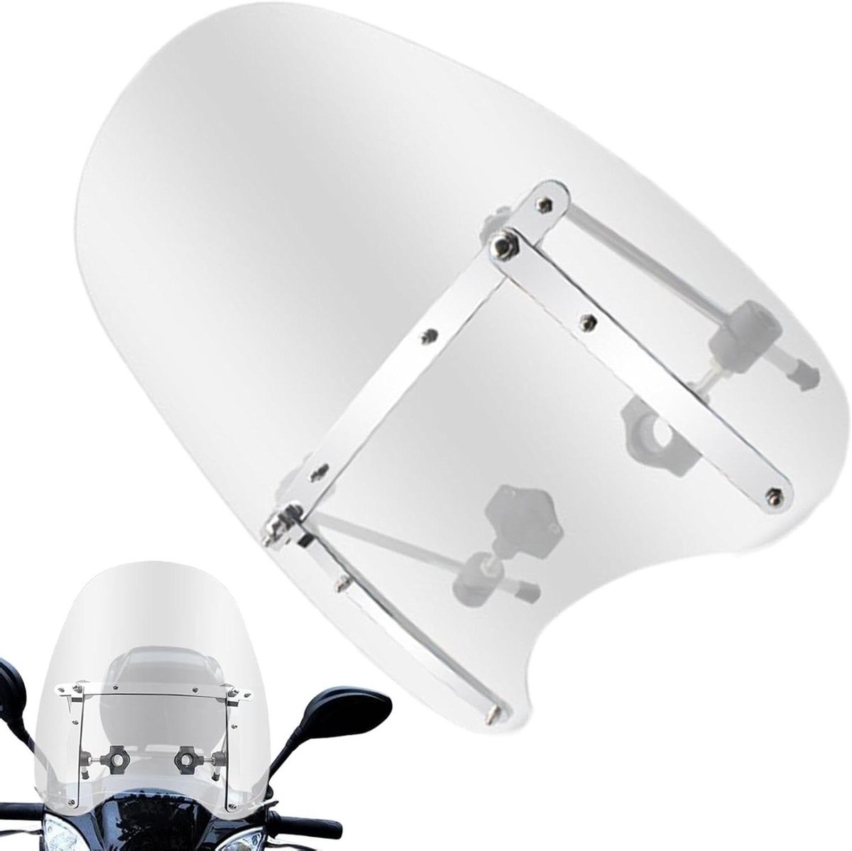 Motorfiets Windscherm - Scooter Voorruit - Verbeterde Rijervaring - Hoge Transparantie - 46 x 41 cm - Zilver