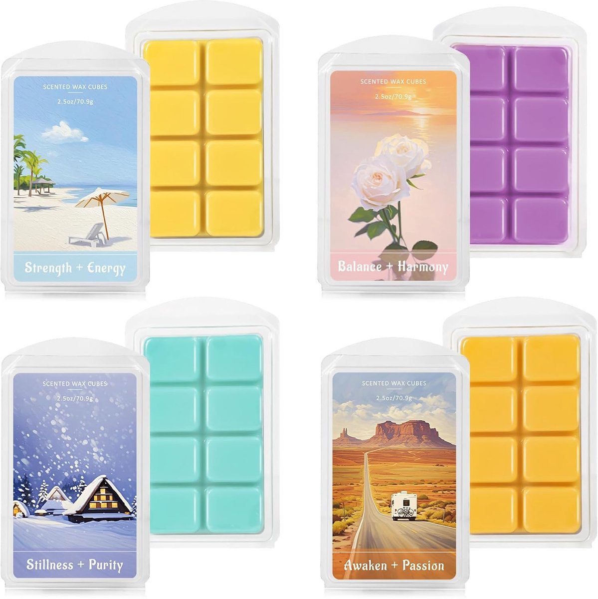Geurende wax fondanten 4 stuks - sojawas - fruitige aroma's - voor een ontspannen sfeer - ShopVlot