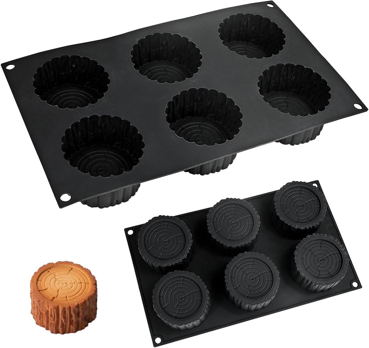 SnelShoppen - Silicone Boomstronk Mal, Zwart, Voedselveilig voor Taarten en Kaarsen, 20 x 10 cm met Schorsstructuur, Gemakkelijk uit de Mal, Bakaccess