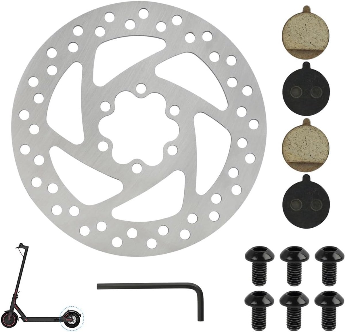 SnelShoppen - Remschijven 140mm met 2 Pairs Remblokken Vervangingsschijven Geschikt voor Elektrische Scooter Segway Ninebot F20 F25 F30 F40 en KUGOO M
