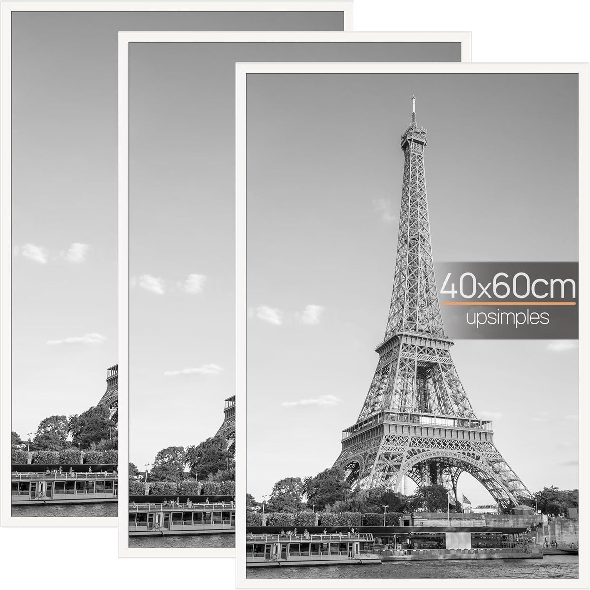 Set van 3 fotolijsten 40x60 cm Wit - Horizontaal of Verticaal Ophangen